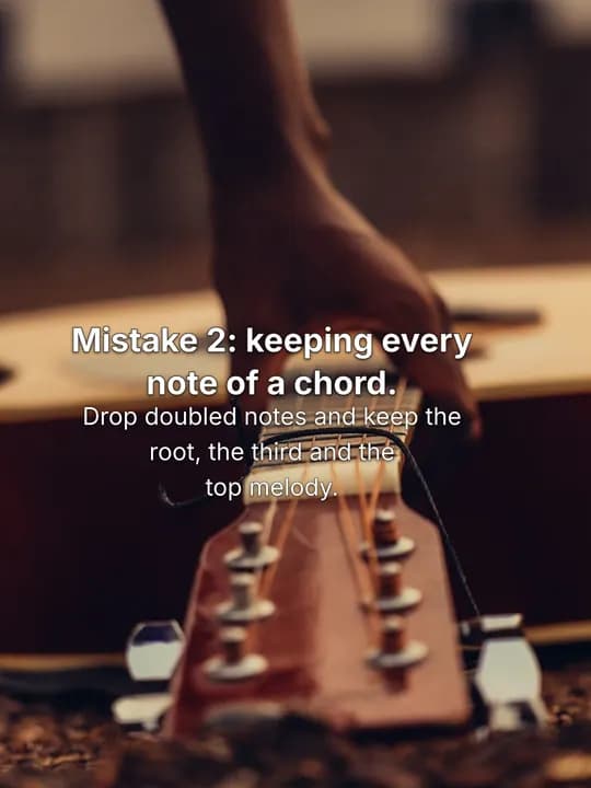 5 mistakes when moving a piano part to guitar, slide 3 of 7