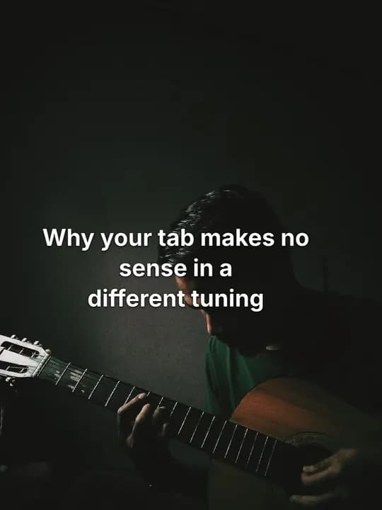 Slide 1 of a RiffToTab post: Why your tab makes no sense in a different tuning.